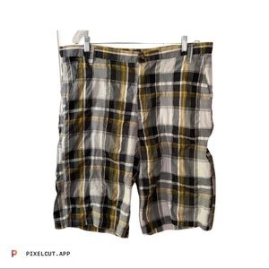 5th Ave Plaids Men’s Plaid Shorts Size 40 Blue and Yellow Plaid
